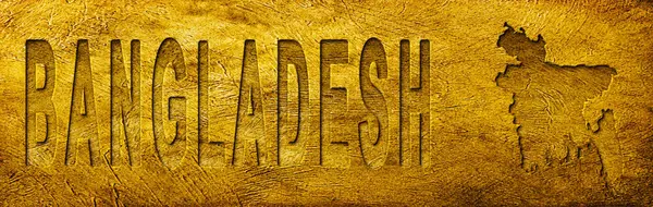 Bangladeş Haritası ve Grunge Altın Doku Üzerine Metin