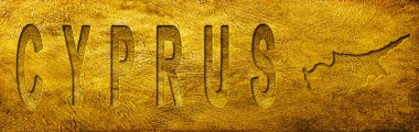 Kıbrıs Rum Kesimi Grunge Altın Dokusu Haritası ve Metni