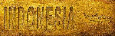 Grunge Altın Doku Üzerine Endonezya Haritası ve Metni