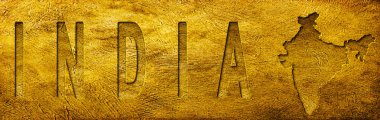 Hindistan Grunge Altın Doku Haritası ve Metni