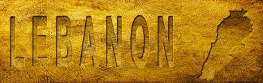 Grunge Altın Doku Üzerine Lübnan Haritası ve Metni