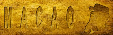 Grunge Altın Doku Üzerine Macao Haritası ve Metni