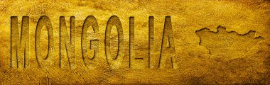 Grunge Altın Doku Üzerine Moğolistan Haritası ve Metni