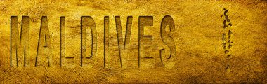 Maldivler Grunge Altın Dokusu Haritası ve Metni