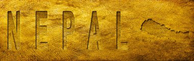 Grunge Altın Dokusu Üzerine Nepal Haritası ve Metni