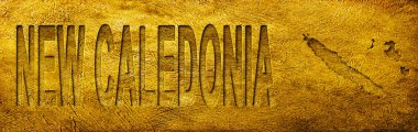 Grunge Gold Doku Üzerine Yeni Kaledonya Haritası ve Metni