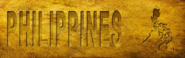 Filipinler Grunge Altın Dokusu Haritası ve Metni