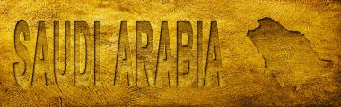 Suudi Arabistan Grunge Altın Doku Haritası ve Metni