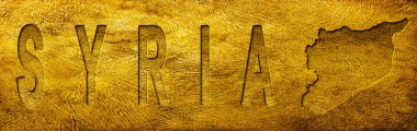 Suriye Grunge Altın Dokusu Haritası ve Metni