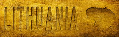 Litvanya Haritası ve Grunge Altın Doku Üzerine Metin
