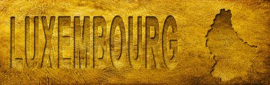 Lüksemburg Haritası ve Grunge Altın Doku Üzerine Metin