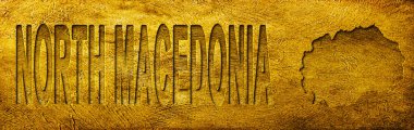 Kuzey Makedonya Grunge Altın Dokusu Haritası ve Metni