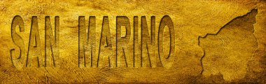 San Marino Haritası ve Grunge Altın Doku Üzerine Metin