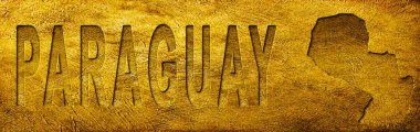 Grunge Altın Doku Üzerine Paraguay Haritası ve Metni