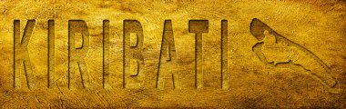 Grunge Altın Doku Üzerine Kiribati Haritası ve Metni