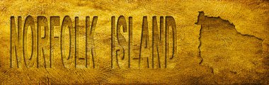 Norfolk Adası Haritası ve Grunge Altın Doku Üzerine Metin