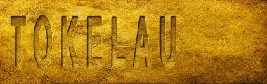 Grunge Altın Doku Üzerine Tokelau Haritası ve Metni