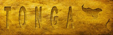 Grunge Altın Doku Üzerine Tonga Haritası ve Metin