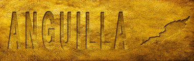 Grunge Altın Doku Üzerine Anguilla Haritası ve Metni