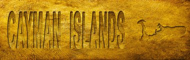 Cayman Adaları Grunge Altın Doku Haritası ve Metni