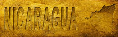 Nikaragua Haritası ve Grunge Altın Doku Üzerine Metin