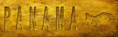 Grunge Altın Doku Üzerine Panama Haritası ve Metni