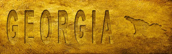 Grunge Altın Doku Üzerine Georgia Haritası ve Metni