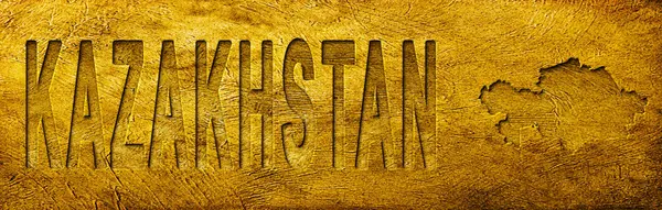 Kazakistan Grunge Altın Dokusu Haritası ve Metni