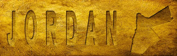 Grunge Altın Dokusu Üzerine Jordan Haritası ve Metni