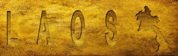 Grunge Altın Doku Üzerine Laos Haritası ve Metni