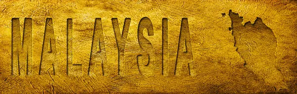 Grunge Altın Dokusu Üzerine Malezya Haritası ve Metni