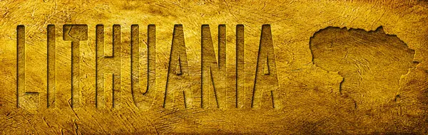 Litvanya Haritası ve Grunge Altın Doku Üzerine Metin