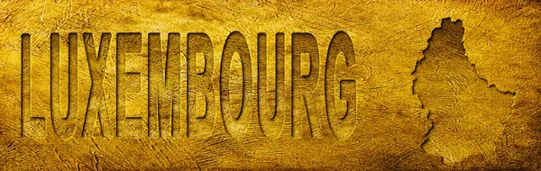 Lüksemburg Haritası ve Grunge Altın Doku Üzerine Metin