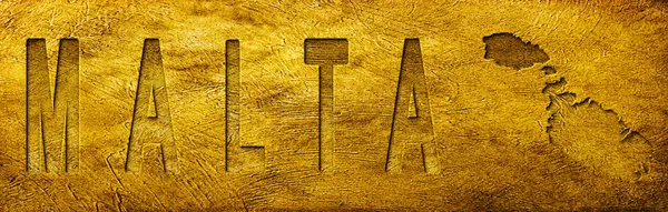 Grunge Altın Doku Üzerine Malta Haritası ve Metni