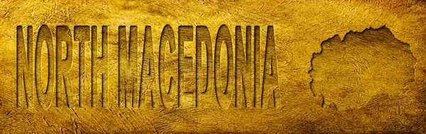 Kuzey Makedonya Grunge Altın Dokusu Haritası ve Metni