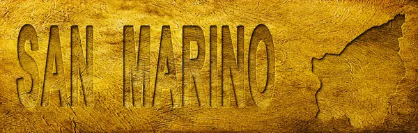 San Marino Haritası ve Grunge Altın Doku Üzerine Metin