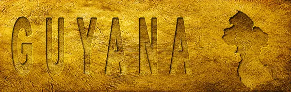Grunge Altın Doku Üzerine Guyana Haritası ve Metni