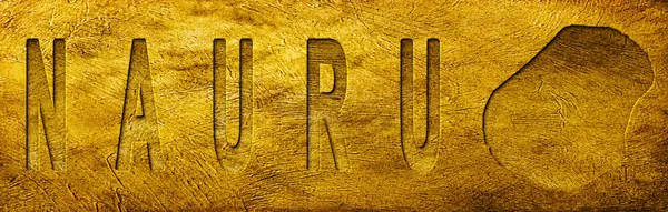 Grunge Altın Doku Üzerine Nauru Haritası ve Metni