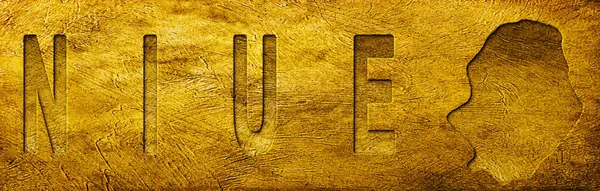 Grunge Altın Dokusu Üzerine Niue Haritası ve Metni