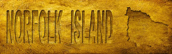 Norfolk Adası Haritası ve Grunge Altın Doku Üzerine Metin