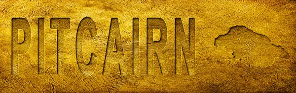 Grunge Altın Doku Üzerine Pitcairn Haritası ve Metni