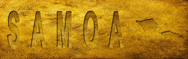 Grunge Altın Doku Üzerine Samoa Haritası ve Metni