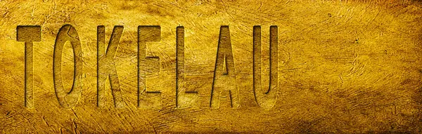 Grunge Altın Doku Üzerine Tokelau Haritası ve Metni
