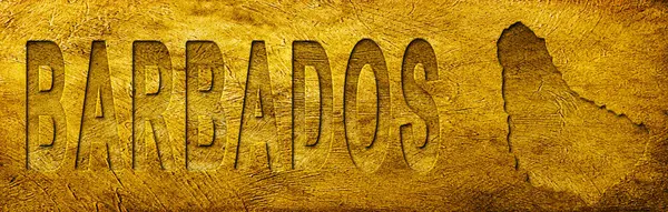 Grunge Altın Doku Üzerine Barbados Haritası ve Metni
