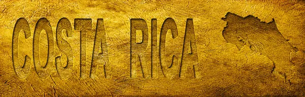 Grunge Gold Doku Üzerine Kosta Rika Haritası ve Metni