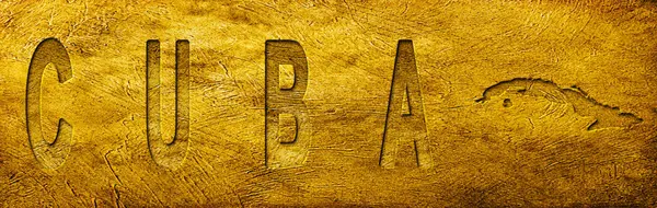 Grunge Altın Doku Üzerine Küba Haritası ve Metni