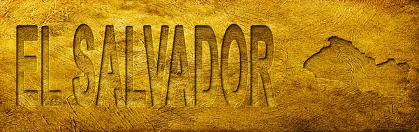 El Salvador Haritası ve Grunge Altın Doku Üzerine Metin