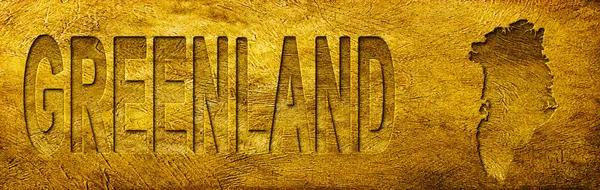 Grönland Haritası ve Grunge Altın Doku Üzerine Metin