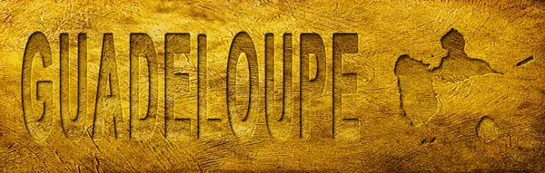Guadeloupe Haritası ve Grunge Altın Doku Üzerine Metin
