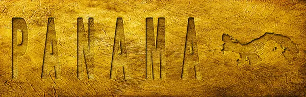 Grunge Altın Doku Üzerine Panama Haritası ve Metni